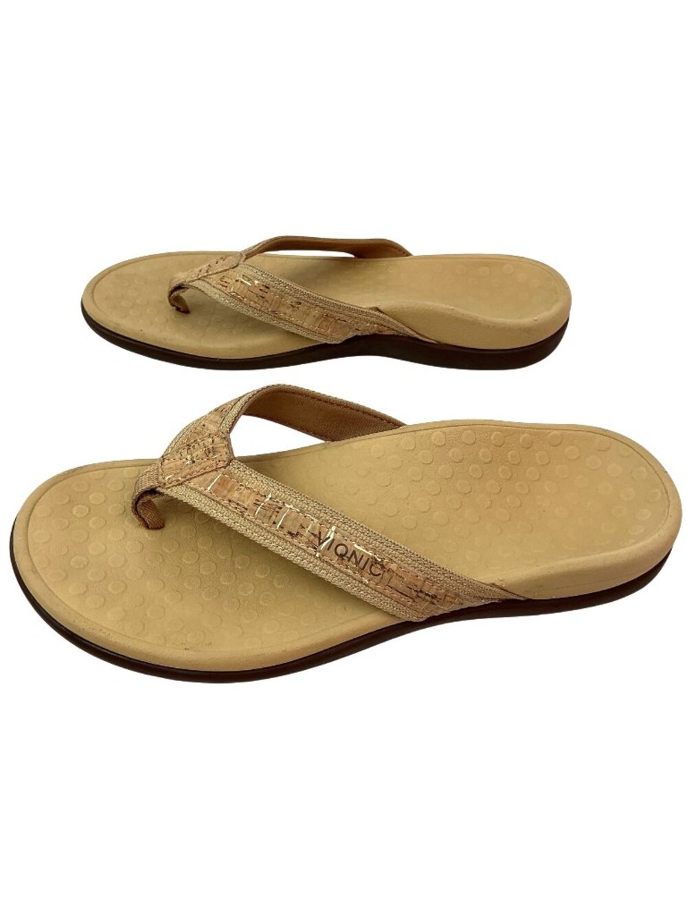New Vionic Islander Flip Flop Thong Sandals Womens 7 Tan Orthotic Comfort
